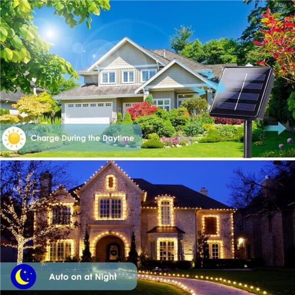 Solar String Lights Outdoor 144FT 400LED Fairy Twinkle Lights Garden Party Xmas - Picture 4 of 7